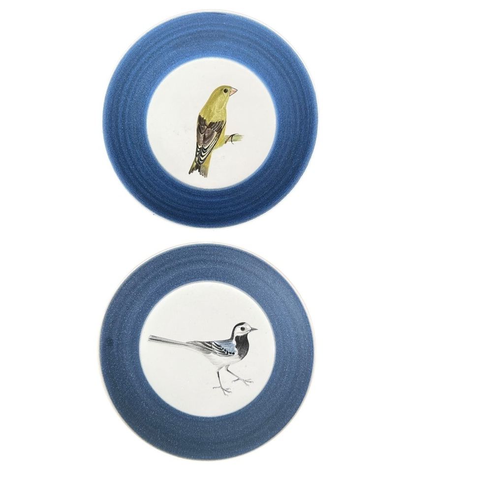 Vintage Marcel Guillet of France Pair of Hand Painted Bird Plates 8"